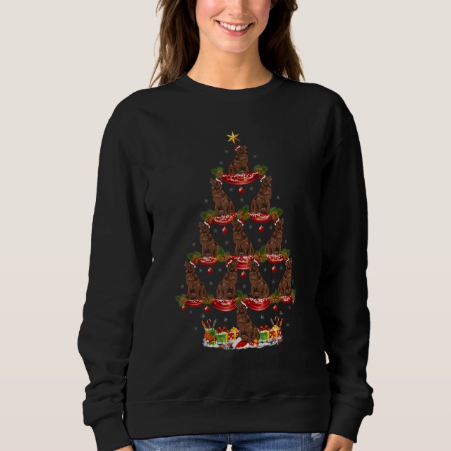 Xmas Holiday Santa Newfoundland Dog Christmas Tree Sweatshirt (Vorderseite)