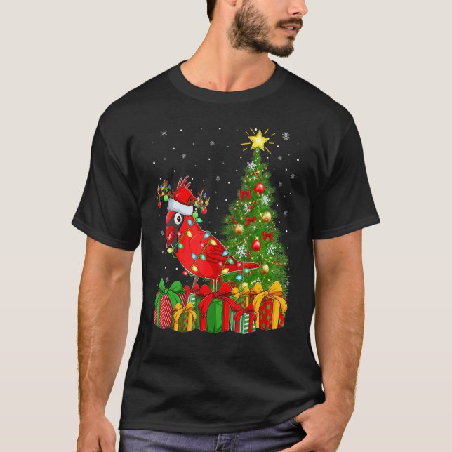 Xmas Holiday Santa Northern Cardinal Bird Christma T-Shirt (Vorderseite)