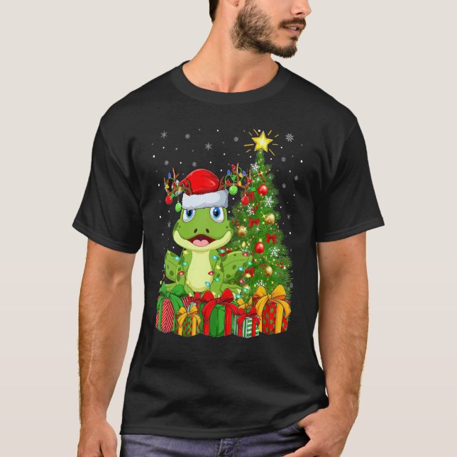 Xmas Holiday Santa Poison Dart Frog Christmas Tree T-Shirt (Vorderseite)