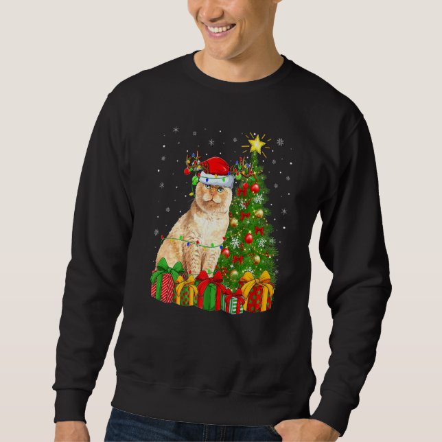 Xmas Holiday Santa Scottish Fold Cat Christmas Tre Sweatshirt (Vorderseite)
