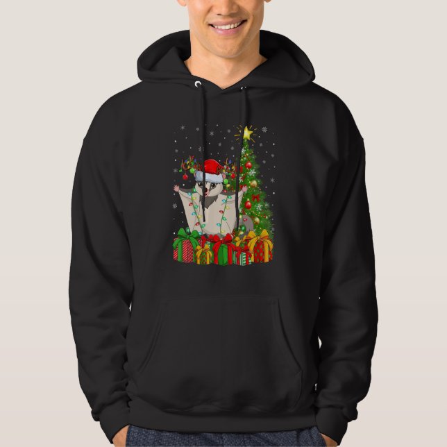 Xmas Holiday Santa Sugar Glider Christmas Tree Hoodie (Vorderseite)