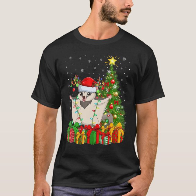 Xmas Holiday Santa Sugar Glider Christmas Tree T-Shirt (Vorderseite)