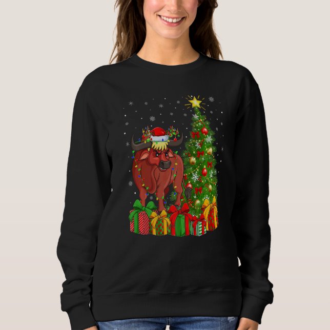 Xmas Holiday Santa Water Buffalo Christmas Tree   Sweatshirt (Vorderseite)