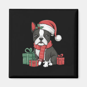 Xmas Holiday Weihnachtsmannmütze Boston Terrier Do Magnet