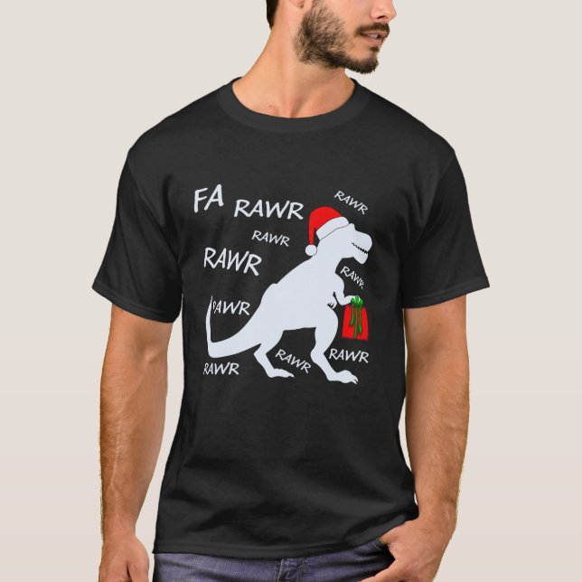Xmas Holiday Weihnachtsmannmütze Dinosaur Fa Rawr  T-Shirt (Vorderseite)