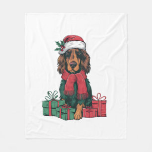 Xmas Holiday Weihnachtsmannmütze Irish Setter Dog Fleecedecke