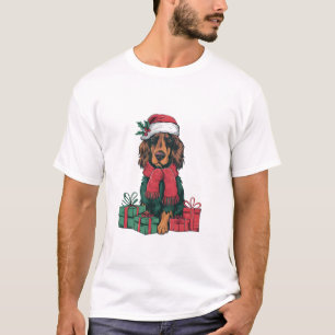 Xmas Holiday Weihnachtsmannmütze Irish Setter Dog T-Shirt