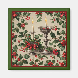 Xmas Holly und Candles Fantasy Magnet
