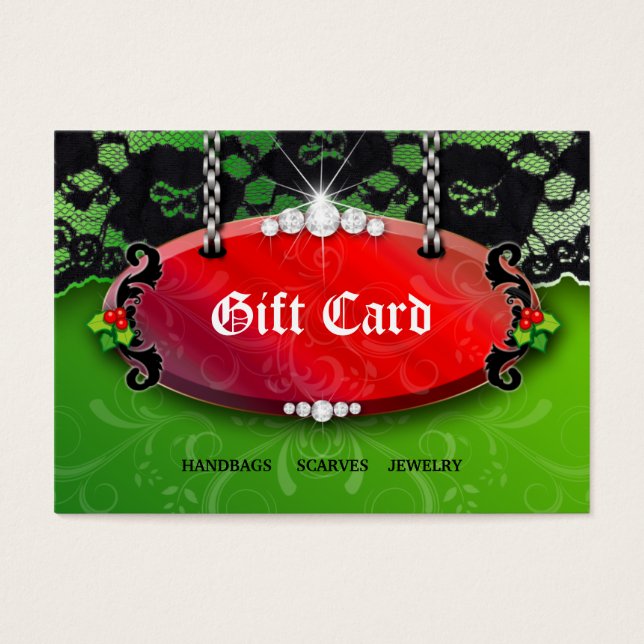 Xmas Jewele N Lace Fashion Red Green Gift Card (Vorderseite)