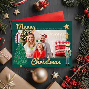 Xmas Joy Weihnachtsfamilienfoto Urlaubskarte Feiertagskarte