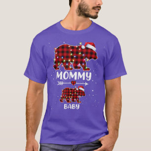 Xmas Kariert Bear Mommy Baby Polar Schwangerschaft T-Shirt