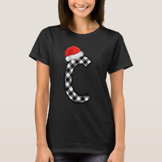 Xmas Karierte Hauptstadt Letter C Santa Monogram C T-Shirt
