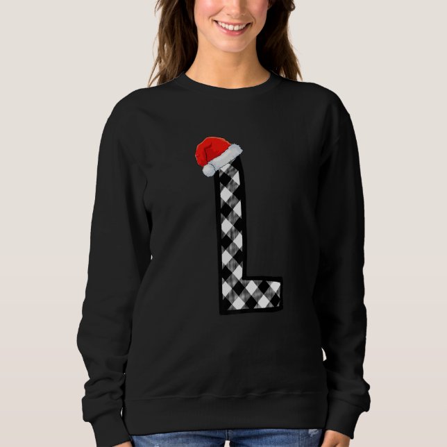 Xmas Karierte Hauptstadt Letter L Santa Monogram C Sweatshirt (Vorderseite)