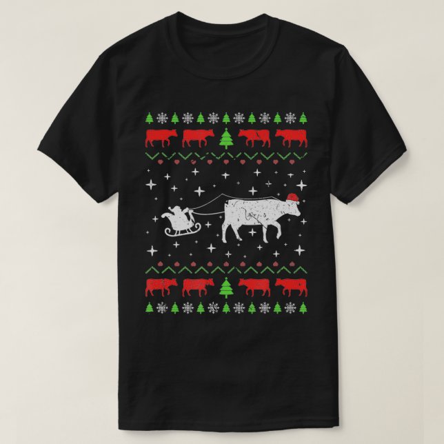 Xmas Kuh Bauer Ugly Christmas Sweater T-Shirt (Design vorne)