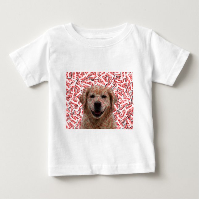Xmas lächelnder Golden Retriever Dog Baby T-shirt (Vorderseite)