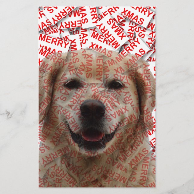 Xmas lächelnder Golden Retriever Dog Briefpapier (Vorderseite)