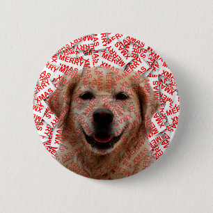 Xmas lächelnder Golden Retriever Dog Button