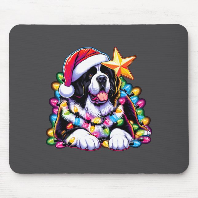 Xmas Landseer Newfoundland Dog Tangled Christmas L Mousepad (Vorne)