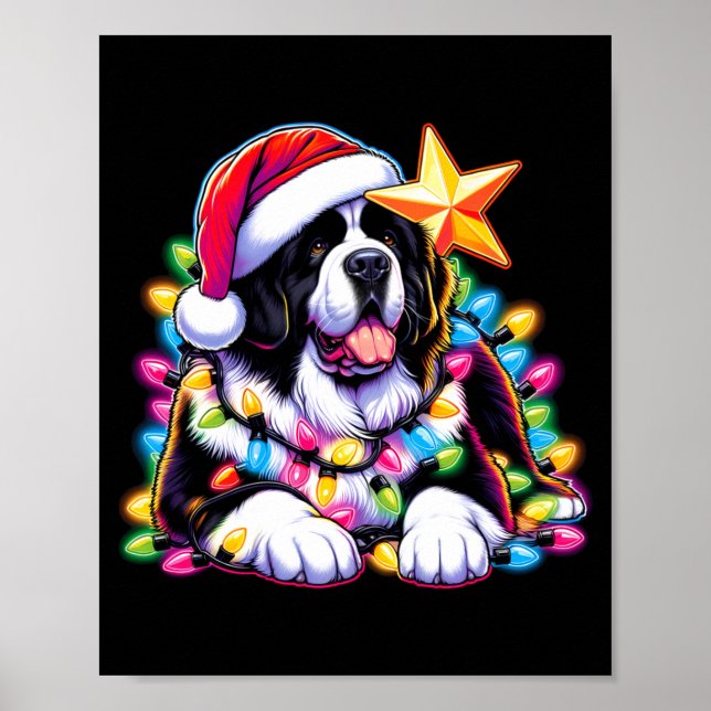 Xmas Landseer Newfoundland Dog Tangled Christmas L Poster (Vorne)