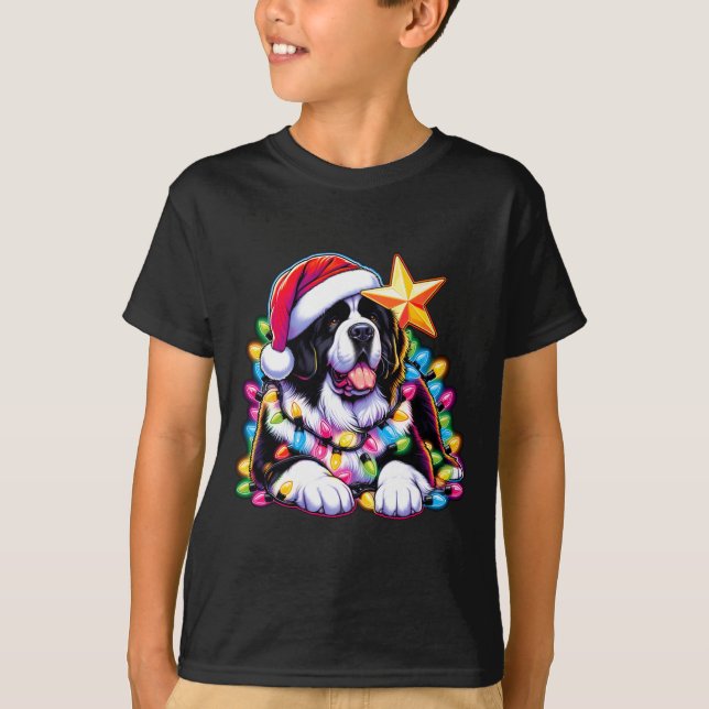 Xmas Landseer Newfoundland Dog Tangled Christmas L T-Shirt (Vorderseite)