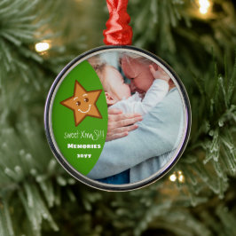 XmaS Lebkuchen Star Editable-Foto-Green Ornament Aus Metall