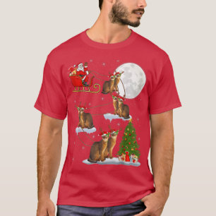 Xmas Leuchtturm Tree Santa Riding Abessinienkatze  T-Shirt