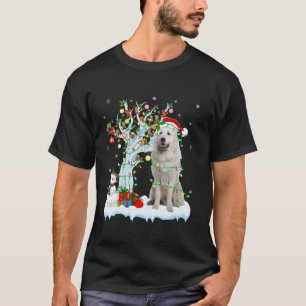 Xmas Licht Bäume Weihnachtsmannmütze Große Pyrenäe T-Shirt