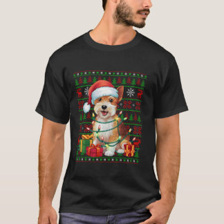 Xmas-Lichter hässlicher Santa Dandie Dinmont Terri T-Shirt