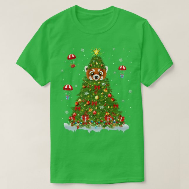 Xmas Lichter Matching Familie Funny Red Panda Chri T-Shirt (Design vorne)