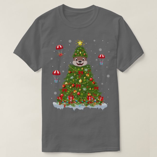 Xmas Lichter Matching Familie Sonniges Meer Otter  T-Shirt (Design vorne)