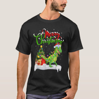 Xmas-Lichter Santa-Hut T-Rex-Dinosaurier Weihnacht T-Shirt