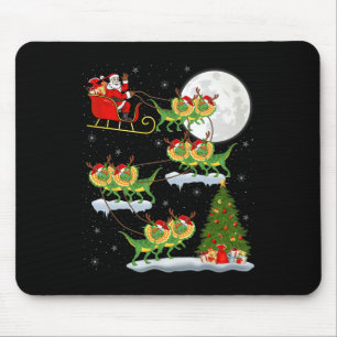 Xmas-Lichter Santa reitet Dilophosaurus-Dinosaurie Mousepad