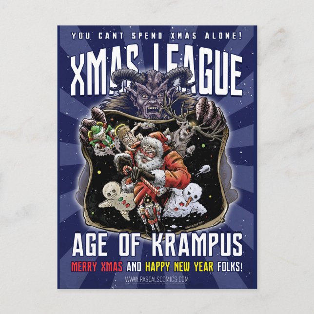 Xmas Liga Age of Krampus Feiertagspostkarte (Vorderseite)
