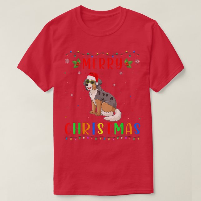 Xmas Light Australian Cattle Dog Matching Christma T-Shirt (Design vorne)