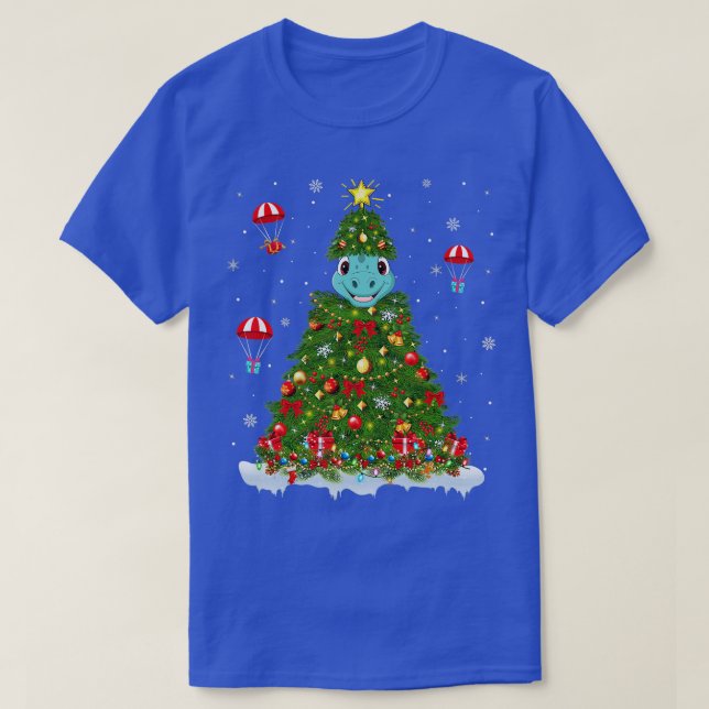 Xmas Light Matching Family Funny Brontosaurus Chri T-Shirt (Design vorne)