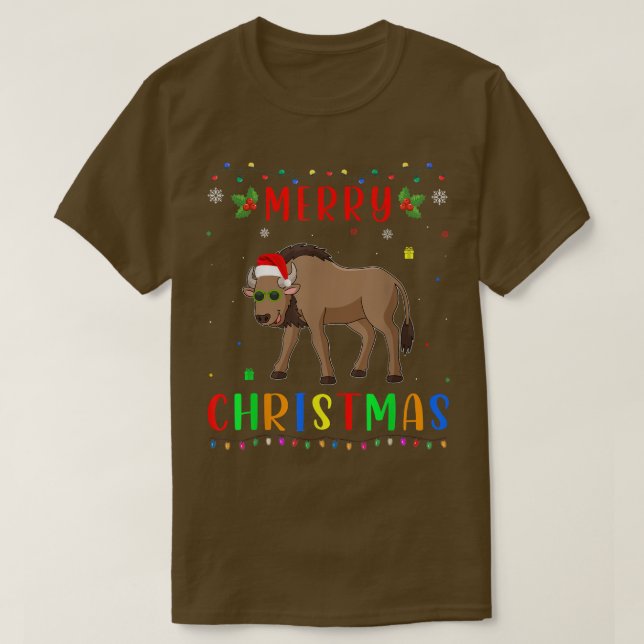 Xmas Light Wildebeest Design Matching Christmas Pa T-Shirt (Design vorne)