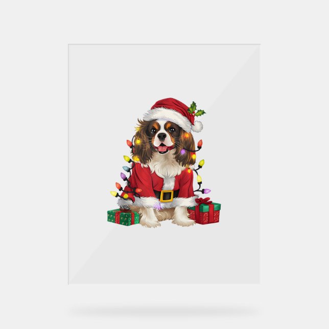 Xmas Lighting Cavalier King Charles Spaniel Dog Ch Acrylschild (Vorderseite)