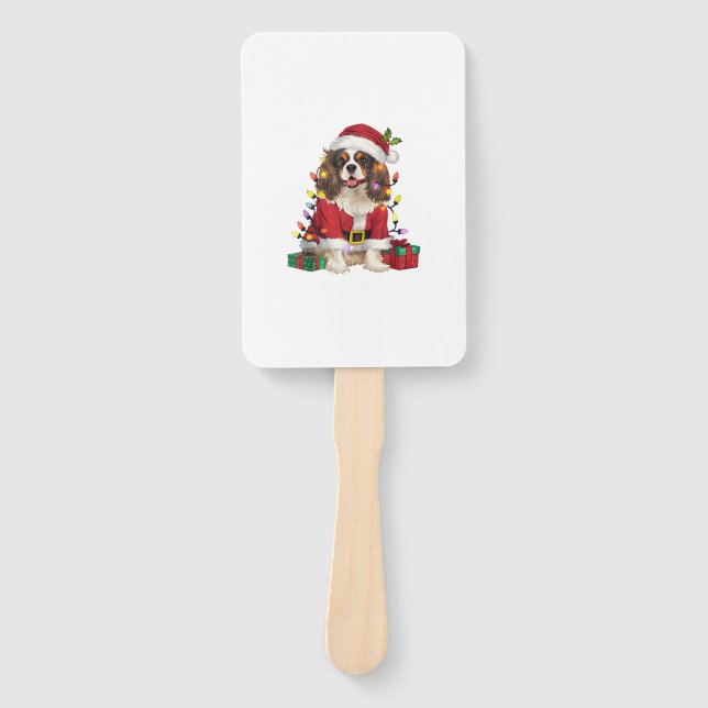 Xmas Lighting Cavalier King Charles Spaniel Dog Ch Fächer (Vorderseite)