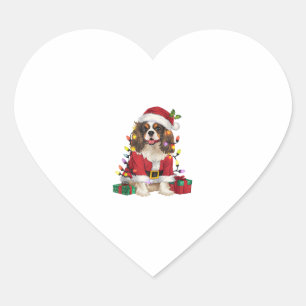 Xmas Lighting Cavalier King Charles Spaniel Dog Ch Herz-Aufkleber