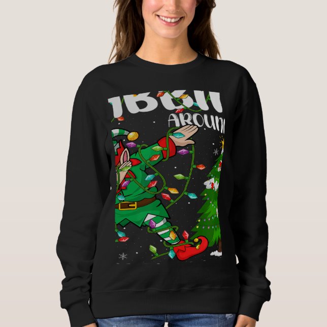 Xmas Lighting Elf Dabbing Around The Christmas Tre Sweatshirt (Vorderseite)