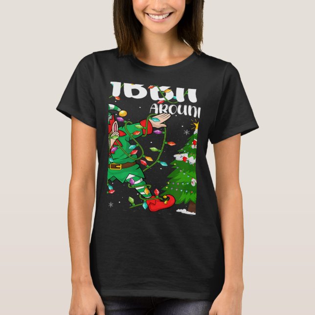 Xmas Lighting Elf Dabbing Around The Christmas Tre T-Shirt (Vorderseite)