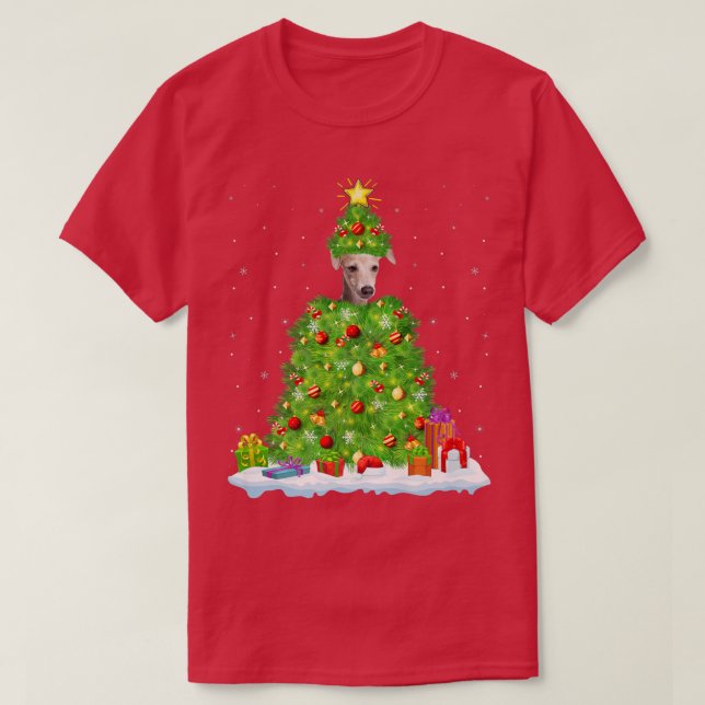 Xmas Lighting Funny Italian Greyhound Dog Christma T-Shirt (Design vorne)