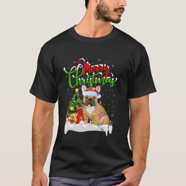 Xmas Lighting Matching Santa French Bulldog Christ T-Shirt (Vorderseite)