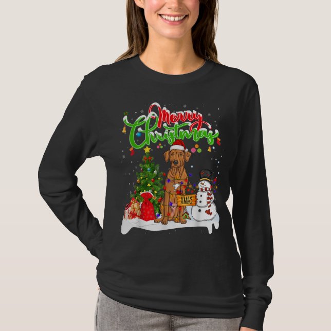 Xmas Lighting Matching Santa Rhodesian Ridgeback D T-Shirt (Vorderseite)