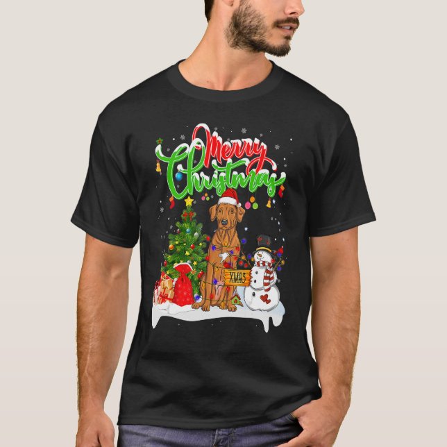 Xmas Lighting Matching Santa Rhodesian Ridgeback D T-Shirt (Vorderseite)