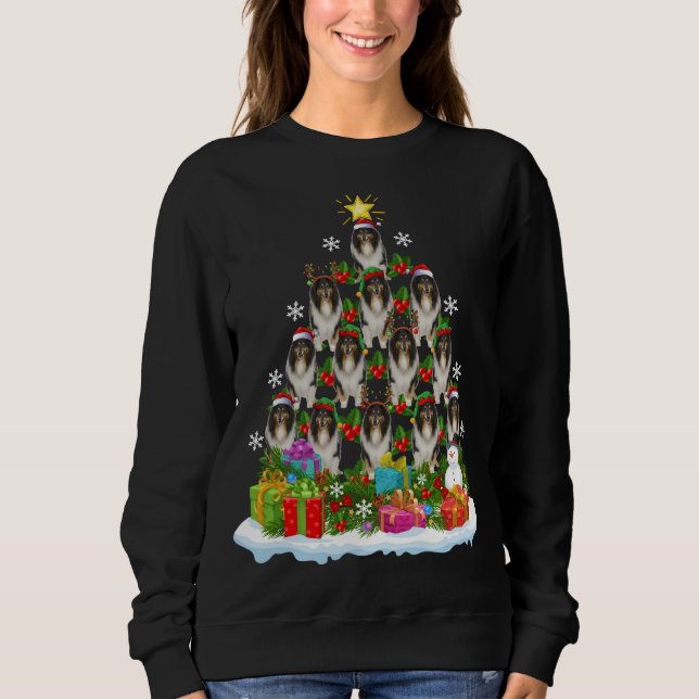 Xmas Lighting Matching Santa Rough Collie Christma Sweatshirt (Vorderseite)