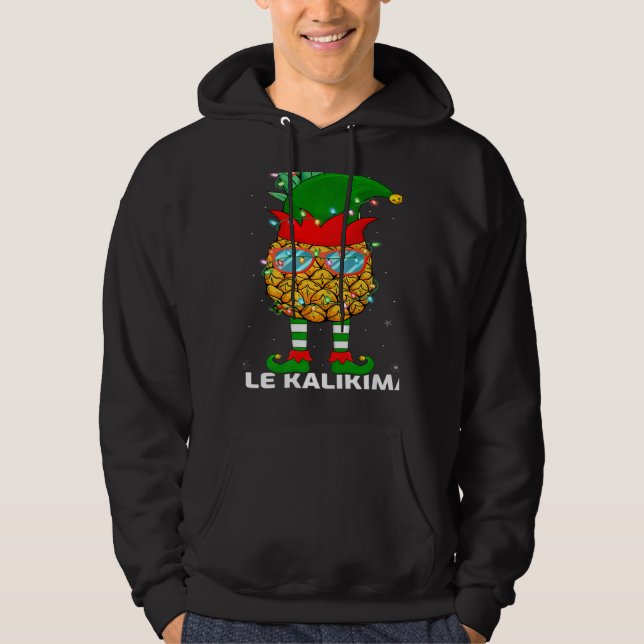 Xmas Lighting Mele Kalikimaka Pineapple Elf Christ Hoodie (Vorderseite)