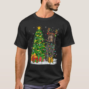 Xmas Lighting Rentier German Drahthaar Pointer C T-Shirt
