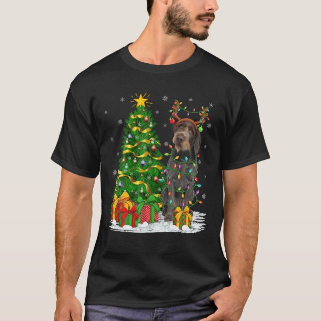 Xmas Lighting Rentier German Drahthaar Pointer C T-Shirt (Vorderseite)