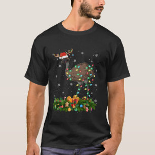Xmas Lighting Rentier Weihnachtsmannmütze Emu Bird T-Shirt